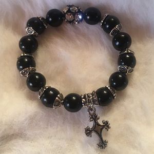 GORGEOUS HAND CRAFTED  BEAD CROSS  BRACELET